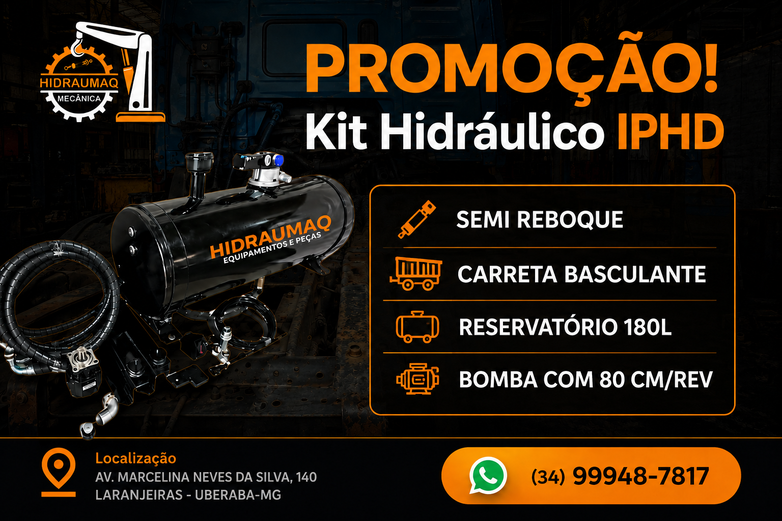 Kit Hidráulico com Tanque Lateral da Hidraumaq